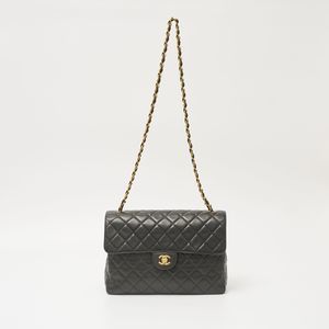 Chanel Big Matelasse Shoulder Bag Lambskin Black Coco Mark